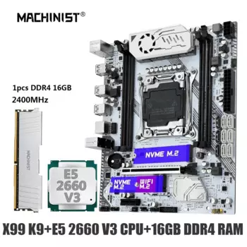 MACHINIST X99 K9 Комбинированная материнская плата LGA 2011-3 Xeon CPU E5 2660 V3 комплект DDR4 16 ГБ ОЗУ 2400 МГц Память NVME M.2 Четырехканальный USB3.0