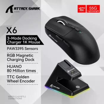 Магнитная игровая мышь с зарядным устройством и поддержкой Bluetooth, PixArt PAW3395