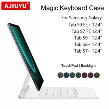 Магнитная Волшебная клавиатура для Samsung Galaxy Tab S9 FE + S7 S8 S9 Plus, 12,4 дюймов, S7Fe S9 +, умный чехол, трекпад, клавиатура с подсветкой