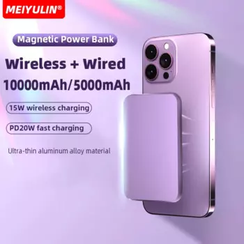 Магнитный беспроводной внешний аккумулятор, 10000 мАч, USB C, PD20W, запасной аккумулятор для быстрой зарядки iPhone 15 14 Samsung