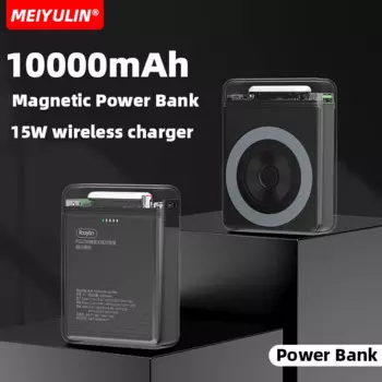 Магнитный беспроводной внешний аккумулятор большой емкости, 10000 мАч, USB C, быстрая зарядка, внешний запасной аккумулятор для iPhone, Samsung, Xiaomi