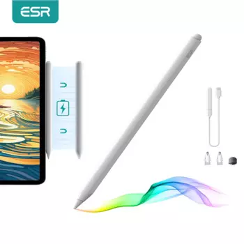 Магнитный беспроводной зарядный стилус ESR для iPad Pro 11/12, 9 с устойчивостью к ладони и двойным наконечником для записи Air 4/5 для iPad mini 6