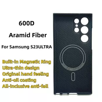 Магнитный чехол из настоящего арамидного волокна для Samsung Galaxy S23 Ultra, тонкий и легкий, защита от царапин, арамидное волокно 600D