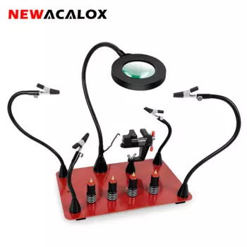 Магнитный паяльник NEWACALOX, держатель для печатной платы третьей руки, подставка для теплового пистолета с 3X светодиодный увеличительным стеклом, сверхмощная сварочная рабочая станция