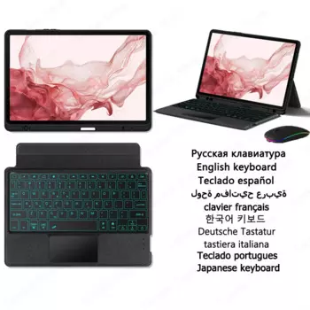 Магнитный разделенный чехол для клавиатуры, чехол для Samsung Galaxy Tab S9, чехол 11 дюймов SM-X710 X716B X718U Capa Tab S9, клавиатура с подсветкой и мышью