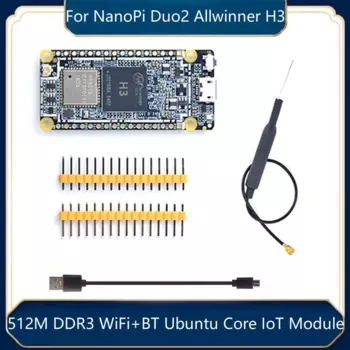 Макетная плата для NanoPi DUO2 + Кабель Micro-USB + антенна 512 М DDR3 Allwinner H3 WiFi Bluetooth Ubuntu Core IoT модуль