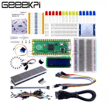 Макетная плата Raspberry Pi Pico Kit с ЖК-дисплеем, резистирующие устройства, зуммер, пассивный датчик, макетная плата для самостоятельного программирования Micropython или C ++
