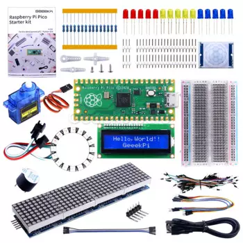 Макетная плата Raspberry Pi Pico в комплекте с резистором, полуразмерная макетная плата, джампер, провод, зуммер, пассивный датчик