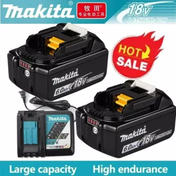Makita-100% оригинальная аккумуляторная батарея для электроинструмента, сменный светодиодный литий-ионный аккумулятор, 6,0 Ач 18 В LXT BL1860B BL1860BL1850
