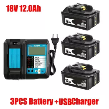 Makita 100% оригинальный 18V 12.0Ah перезаряжаемый аккумулятор для электроинструмента с зеркальной заменой литий-ионных аккумуляторов LXT400 BL1860B BL1860 BL1850