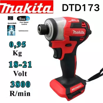Makita красная электрическая дрель 18 в DTD173, инструмент для дрели, мощные японские инструменты, ударный мини-роторный беспроводной гравер