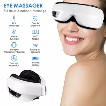 Массажер для глаз 6D, умная подушка безопасности, Вибрационный инструмент для ухода за глазами, горячий компресс, Bluetooth, очки для массажа глаз, утомляющий мешок и морщины