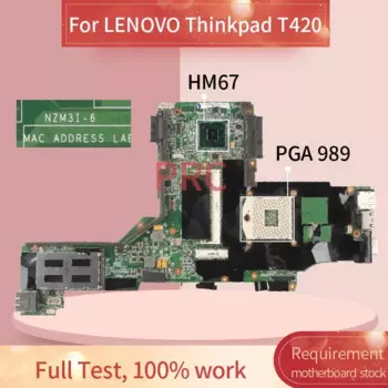 Материнская плата 63Y1989 для ноутбука LENOVO Thinkpad T420, системная плата для ноутбука HM67 PGA 989 DDR3