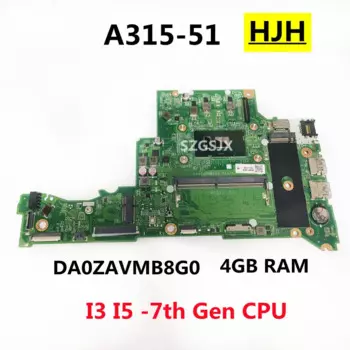 Материнская плата для ноутбука Acer Aspire A315 A315-51 DA0ZAVMB8G0, I3 I5-7-го поколения, процессор 4 ГБ ОЗУ, полностью протестирована