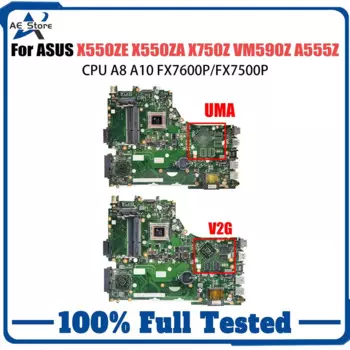 Материнская плата для ноутбука ASUS X550ZA X550ZE X550Z X750Z K550Z VM590Z A555Z X750DP, материнская плата A8 A10 FX7600PF X7500P LVDS EDP