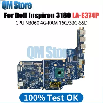 Материнская плата для ноутбука Dell Inspiron 3180 с процессором N3060, 4 Гб ОЗУ, 16 ГБ, 32 ГБ SSD