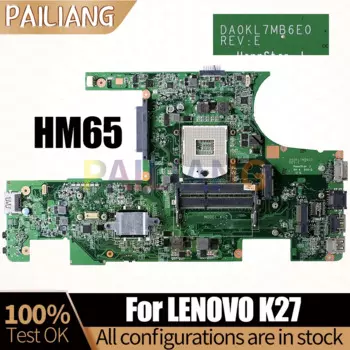 Материнская плата для ноутбука LENOVO K27 DA0KL7MB6E0 HM65, материнская плата для ноутбука, полностью протестирована
