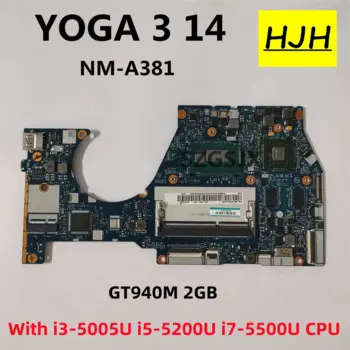 Материнская плата для ноутбука Lenovo Yoga 3-14 YOGA 3 14 BTUU1 NM-A381 с i3-5005U i5-5200U i7-5500U CPU DDR3L GT940M 2 ГБ видеокарты