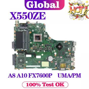 Материнская плата для ноутбука X550ZE X550ZA X550Z X750Z K555Z VM590Z A555Z X750DP K550D, материнская плата A8 A10 FX7600P/FX7500P LVDS/EDP UMA/PM