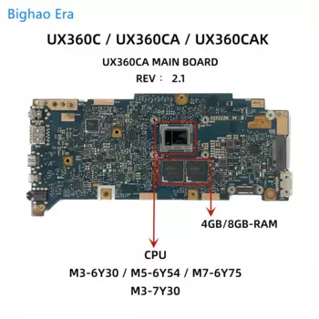 Материнская плата для ноутбуков Asus UX360C UX360CA UX360CAK с M3-6Y30 M7-6Y7 5 CPU 4GB/8GB-RAM UX360CA материнская плата REV: 2,1