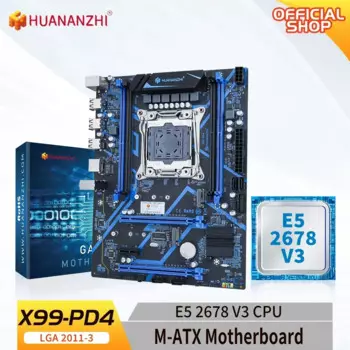 Материнская плата HUANANZHI X99 PD4 LGA 2011-3 XEON X99 с поддержкой памяти Intel E5 2678 V3, комбинированный комплект памяти DDR4 RECC NVME SATA