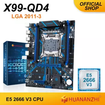Материнская плата HUANANZHI X99 QD4 LGA 2011-3 XEON X99 с Intel E5 2666 V3, поддержка DDR4 CPU, комплект NVME
