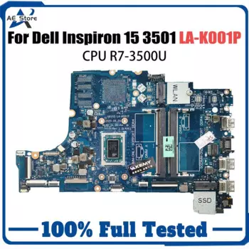 Материнская плата компьютера для Dell Inspiron 15 3501 LA-K001P CN-0GWD64 0DRFWY, материнская плата для ноутбука, процессор R7-3500U, 100% тест в порядке