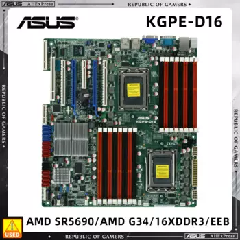 Материнская плата рабочей станции ASUS KGPE-D16 поддерживает материнскую плату 16xDDR3 256 ГБ с разъемом G34 для процессоров серии AMD Opteron 6000