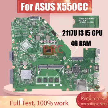 Материнская плата X550CC для ASUS X550C X550CL X552C Y581C R510C X550CC, материнская плата для ноутбука с процессором 2117U i3 i5 DDR3, материнская плата для ноутбука