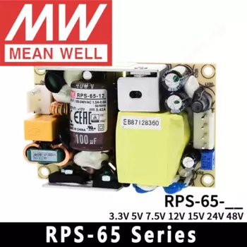 Mean Well RPS-65 Series 65W, медицинский источник питания печатной платы типа Meanwell RPS-65-3.3/5/7.5/12/15/24/48, низкий ток утечки/компактный размер