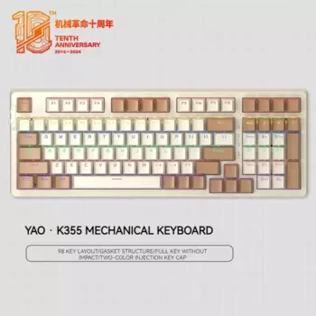Mechrevo Yao · K355-98zc Проводная Механическая клавиатура с 94 клавишами с прокладкой, двойная клавиатура Abs с бесшумным заполнением, Компьютерные клавиатуры