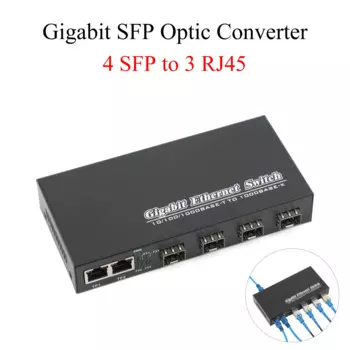 Медиаконвертер Gigabit SFP 4 SFP на 3 RJ45 трансивер 10/100/1000 м волоконно-оптический переключатель с модулем 3 км/20 км SC SFP