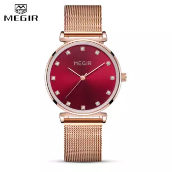 MEGIR Роскошные брендовые новые женские часы модные розовое золото дамское платье кварцевые наручные водонепроницаемые женские часы Relogio Feminino