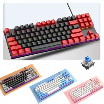 Механическая игровая клавиатура с 87 клавишами и RGB-подсветкой, разноцветная лампа для скачек, зеленая ось, для Macbook, Windows, Android