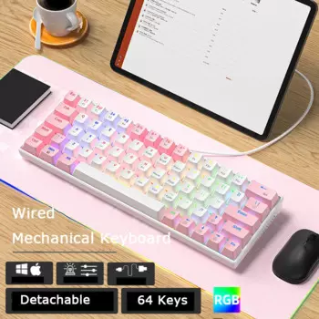 Механическая игровая клавиатура с RGB-подсветкой, эргономичная клавиатура, съемная Проводная клавиатура Type-C для ноутбука, геймера, аксессуары для компьютера