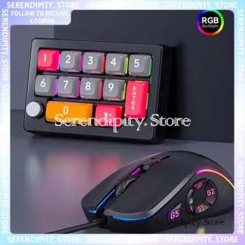 Механическая клавиатура, 13 клавиш, цифровая клавиатура, RGB, макропрограммирование, с ручками, мультимедийный дизайн «сделай сам», возможность замены номера, красная ось