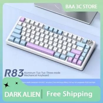 Механическая клавиатура DARK ALIEN R83, 3 режима, USB/2,4G/Bluetooth, Беспроводная игровая клавиатура с 81 клавишами RGB Hot Swap Esport, подарок