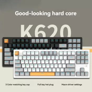 Механическая клавиатура E Element K620, 87 клавиш, проводная клавиатура Type-C RGB Hot Swap, Минималистичная пользовательская клавиатура 80% для офисных игр, ПК, ноутбука Win