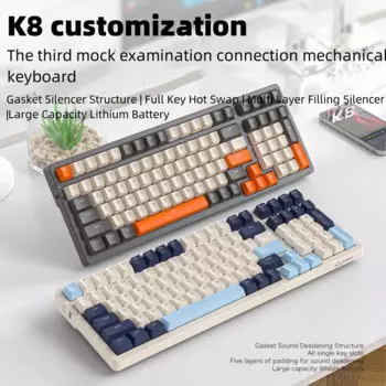 Механическая клавиатура Freewolf K8, Беспроводная Bluetooth клавиатура, третий ложный осмотр, Горячая вилка, гибридный Оптический игровой компьютер для киберспорта