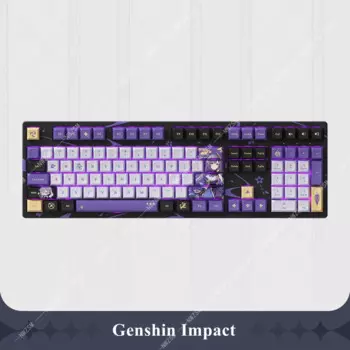 Механическая клавиатура Genshin Impact Keqing с неоновой тематикой зыбучего дождя для косплея