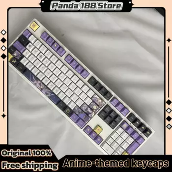 Механическая клавиатура Genshin Impact Keycap Pbt, материал 108, игровая клавиатура с заводской раскладкой, тема высоты, периферийный аниме, эргономичный дизайн