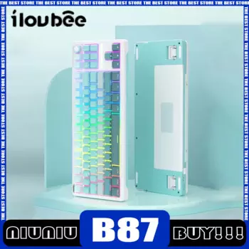 Механическая клавиатура Ilovbee B87, многофункциональная игровая клавиатура с тремя режимами, Rgb, с быстрой заменой клавиш, для ПК