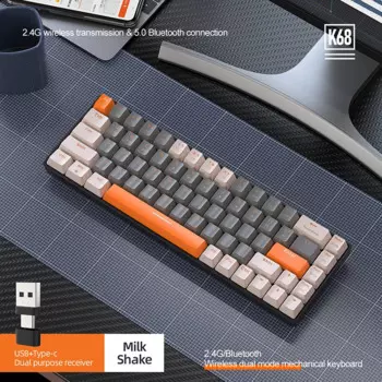 Механическая клавиатура K68, совместимая с Bluetooth, устойчивая к брызгам, Тихая клавиатура для компьютерного стола
