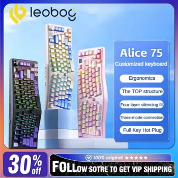 Механическая клавиатура LEOBOG Alice Hi75, беспроводная клавиатура с тремя режимами, популярная эргономичная игровая клавиатура для электронных видов спорта