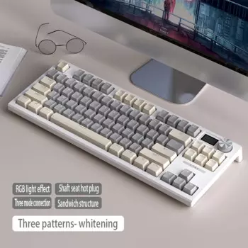 Механическая клавиатура LT84, 84 клавиши, RGB, горячая переключение, три режима, 2,4G/BT5.0, Type-C, проводная, «сделай сам», Механическая игровая клавиатура, ручка управления.
