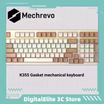 Механическая клавиатура Mechrevo K355, проводная игровая клавиатура с прокладкой, клавиатура с 98 клавишами и разноцветной подсветкой, коричневая клавиатура с голубым переключателем