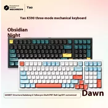 Механическая клавиатура MECHREVO K590, 99 клавиш, три режима, под заказ, беспроводная игровая клавиатура с Bluetooth, прокладка, горячий разъем, RGB-подсветка