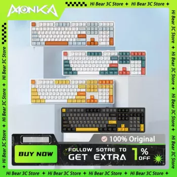 Механическая клавиатура Monka 3108, трехрежимная беспроводная игровая клавиатура RGB, прокладка, горячая замена, 108 клавиш, аксессуары для ПК, геймера, офисный Mac