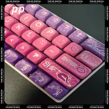 Механическая клавиатура PP Yoga Keycaps MDA Height, набор клавиш PBT Sublimation 130 Key Kawaii Cute Original аксессуары для геймеров Gifts