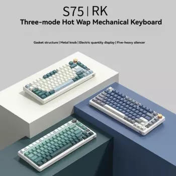 Механическая клавиатура RK S75, беспроводная/Bluetooth, трехрежимная ПРОКЛАДКА, горячая замена, RGB, персонализированная периферия для ПК, игровые офисные клавиатуры